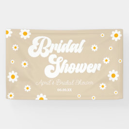 Bruin Tan Retro Daisy Bloemen Bloemen Vrijgezellen Spandoek