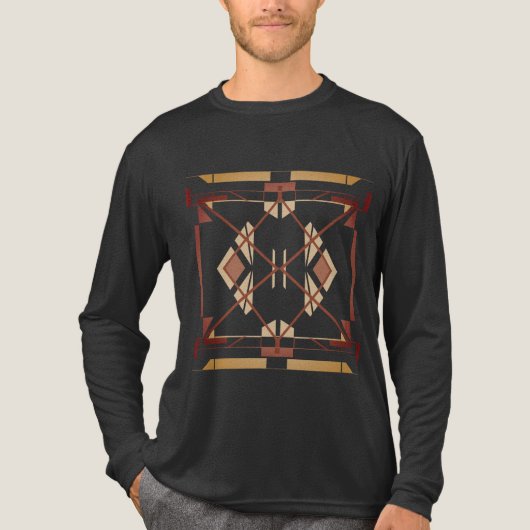 Bruin Tan Rust Zuidwesten Art Crisscross Abstract Tri-Blend Shirt (Voorkant volledig)