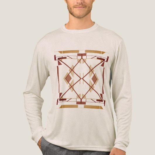 Bruin Tan Rust Zuidwesten Art Crisscross Abstract Tri-Blend Shirt (Voorkant volledig)