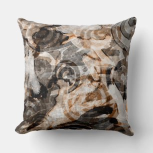 Bruin Tan Spiral Modern Abstract Neutral Grunge Kussen
