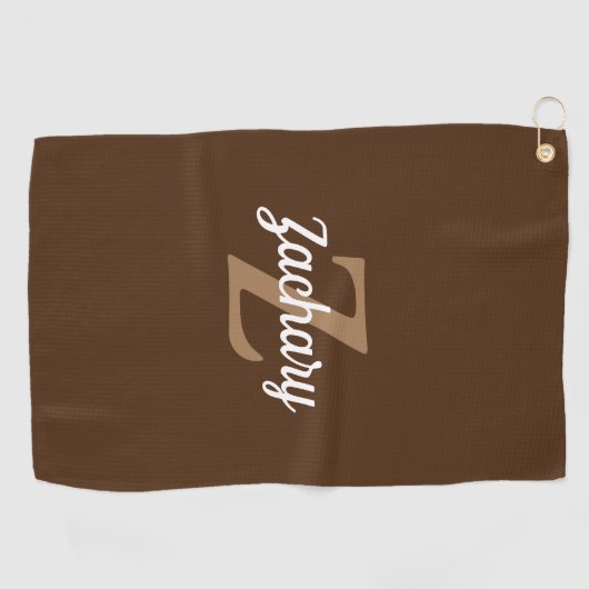 Bruin Tan White Monogram, gepersonaliseerd Golfhanddoek (Horizontaal)