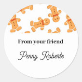 Bruin tandbrood op wit ronde sticker (Voorkant)