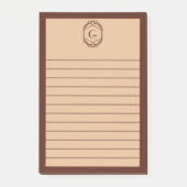 Bruin & Tane Geometrische Art Deco Monogram Gelijn Post-it® Notes (Voorkant)