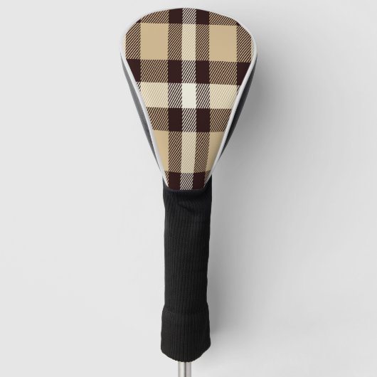 Bruin Tartan Golf Head Hoesje Golfheadcover (Voorkant)