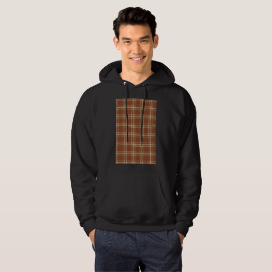 Bruin Tartan Mannen Basis gebogen Sweatshirt (Voorkant volledig)