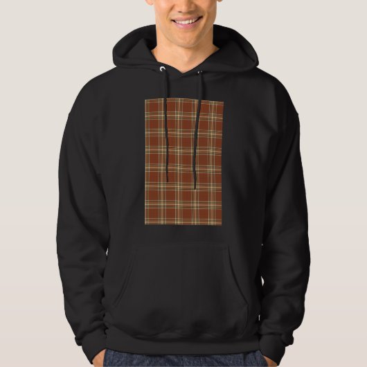 Bruin Tartan Mannen Basis gebogen Sweatshirt (Voorkant)
