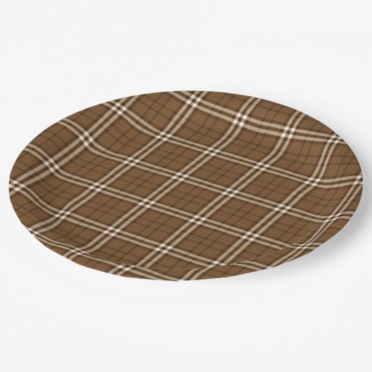 Bruin Tartan Papieren Bordje (Gekanteld)