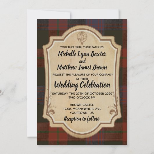 Bruin Tartan Weddenschap Kaart (Voorkant)