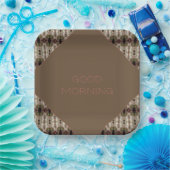 Bruin Taupe en Roze Papieren Bordje (Feest)