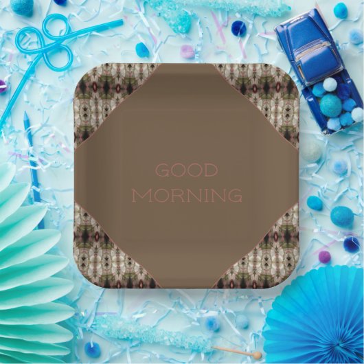 Bruin Taupe en Roze Papieren Bordje (Feest)