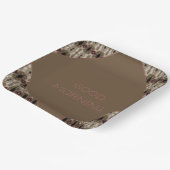 Bruin Taupe en Roze Papieren Bordje (Gebogen)