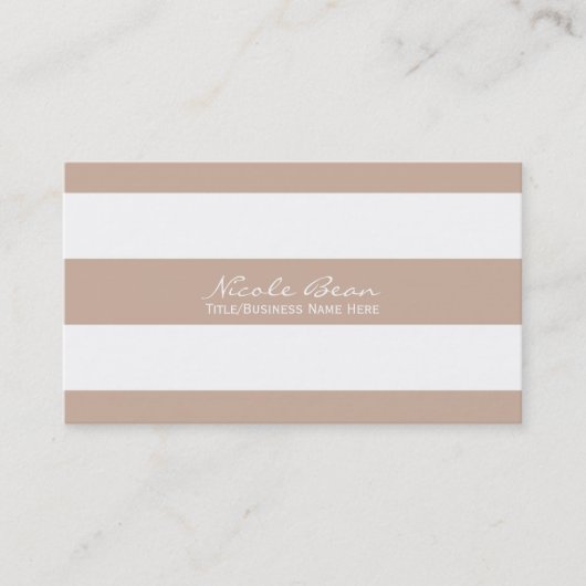 Bruin Taupe Modern Stripes Classic Visitekaartje (Voorkant)