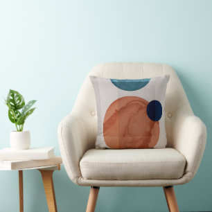 Bruin, Teal en Tinten Grijs Geometrische Bauhaus Kussen