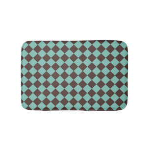 Bruin Teal Geruit Diamantpatroon Badmat
