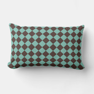 Bruin Teal Geruit Diamantpatroon Kussen