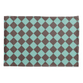 Bruin Teal Geruite Diamant Patroon Kussensloop (Achterkant-Links)