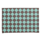 Bruin Teal Geruite Diamant Patroon Kussensloop (Voorkant-Rechts)