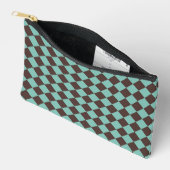 Bruin Teal Geruite Diamantpatroon Klein Etui (Open)