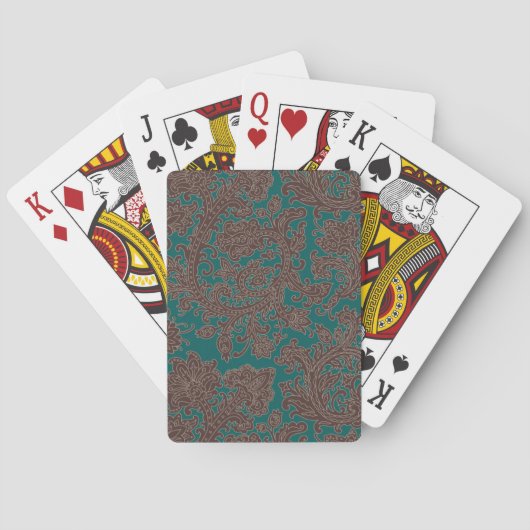 Bruin Teal Sierontwerp Pokerkaarten (Achterkant)