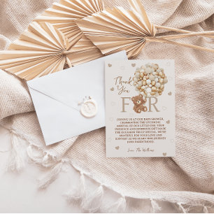 Bruin Teddy Bear Balloons Baby shower Bedankkaart