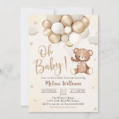 Bruin Teddy Bear Balloons Baby shower Kaart (Voorkant)