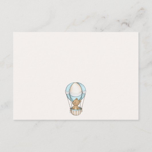 Bruin Teddy Bear Luchtballon Jongen Luier Raffle Informatiekaartje (Achterkant)