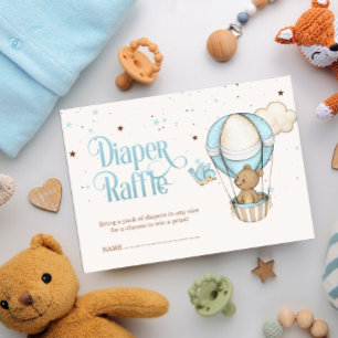 Bruin Teddy Bear Luchtballon Jongen Luier Raffle Informatiekaartje