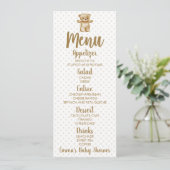 Bruin Teddy Bear Polka Dots Baby shower Menu (Staand voorkant)