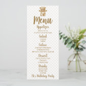Bruin Teddy Bear Polka Dots Birthday Food Menu (Staand voorkant)