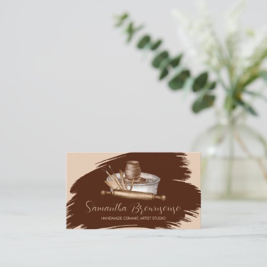 Bruin Terracotta Craft Shop Pottery Ceramic Clay Visitekaartje (Staand voorkant)