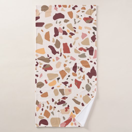 Bruin terrazzo: , trendy motief. badhanddoek (Badhanddoek)