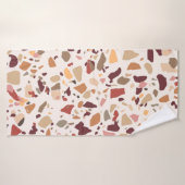 Bruin terrazzo: , trendy motief. badhanddoek (Badhanddoek)