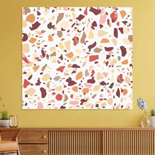 Bruin terrazzo: , trendy motief. canvas afdruk (Insitu (Woonkamer))