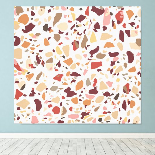 Bruin terrazzo: , trendy motief. canvas afdruk (Insitu (Houten vloer))