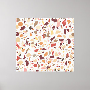 Bruin terrazzo: , trendy motief. canvas afdruk