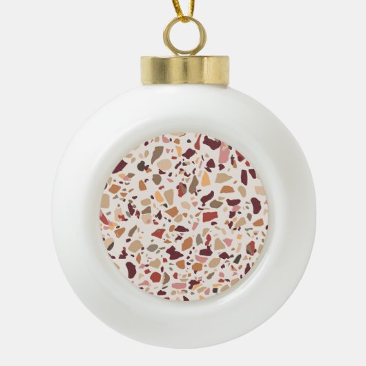 Bruin terrazzo: , trendy motief. keramische bal ornament (Voorkant)