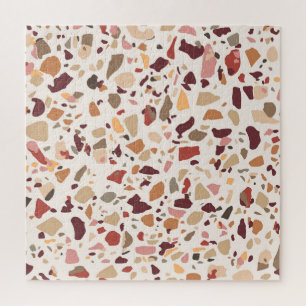 Bruin terrazzo: , trendy motief. legpuzzel