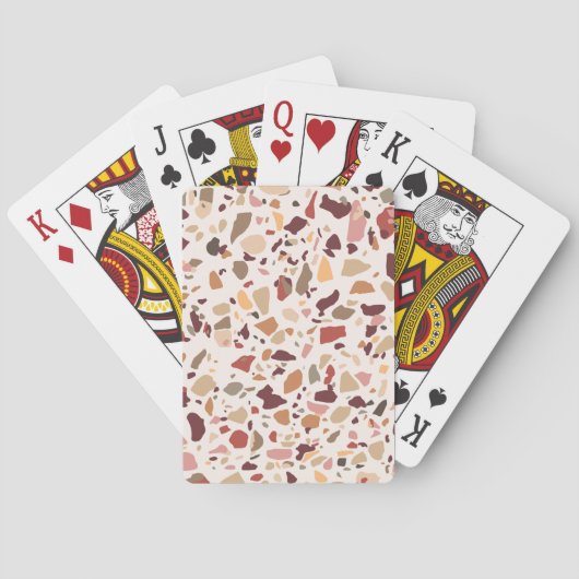 Bruin terrazzo: , trendy motief. pokerkaarten (Achterkant)