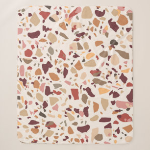 Bruin terrazzo: , trendy motief. sherpa deken