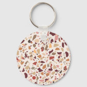 Bruin terrazzo: , trendy motief. sleutelhanger (Achterkant)