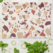 Bruin terrazzo: , trendy motief. theedoek (Gevouwen)