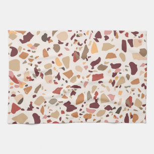Bruin terrazzo: , trendy motief. theedoek