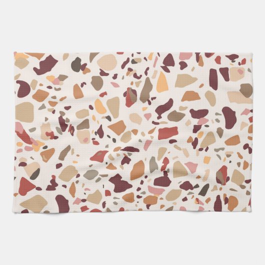 Bruin terrazzo: , trendy motief. theedoek (Horizontaal)