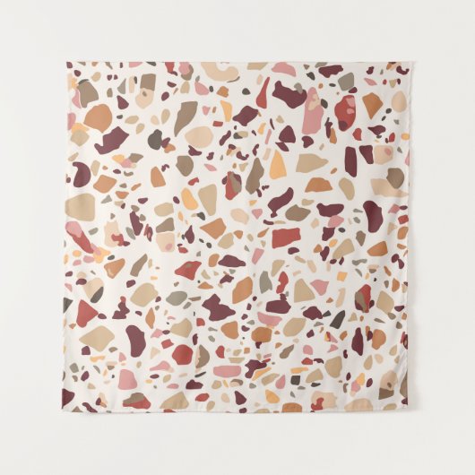 Bruin terrazzo: , trendy motief. wandkleed (Voorkant)