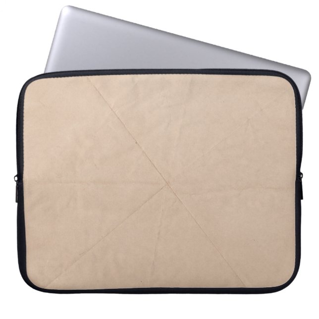 Bruin textiel laptop sleeve (Voorkant)