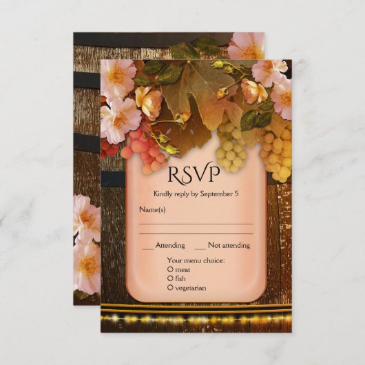 Bruin Thema Menu Keuze Trouw RSVP Kaart (Voorkant / Achterkant)