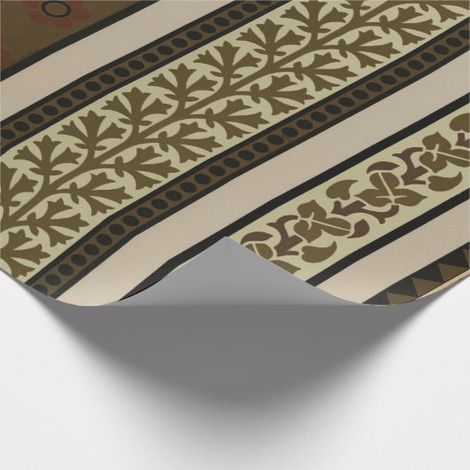 Bruin Tones Medieval Floral Pattern Cadeaupapier (Hoek)