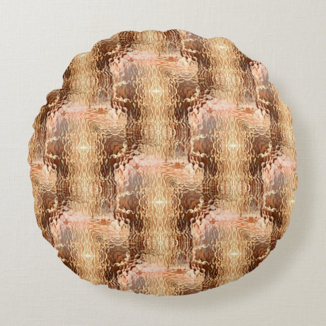 Bruin tot beige, gebogen gebogen glas met hammerin rond kussen (Voorkant)