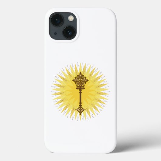 Bruin Traditioneel Ethiopisch Kruis Ontwerp Case-Mate iPhone Case (Achterkant)