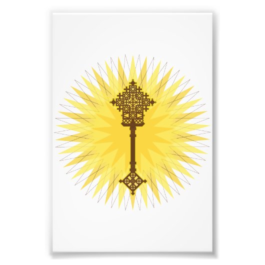 Bruin Traditioneel Ethiopisch Kruis Ontwerp Foto Afdruk (Voorkant)
